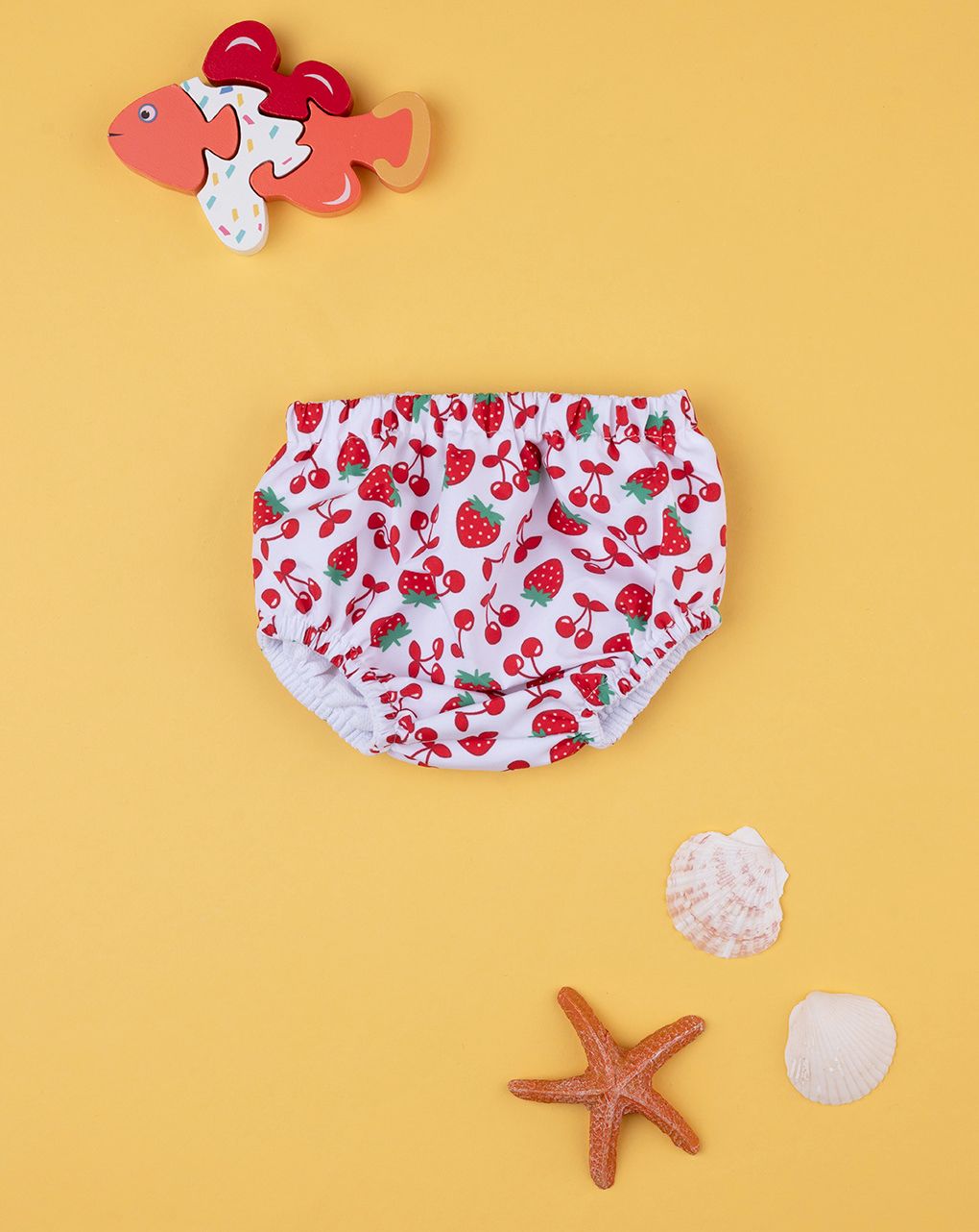 βρεφικό μαγιό πάνα λευκό με φράουλες και κεράσια για κορίτσι - Prénatal