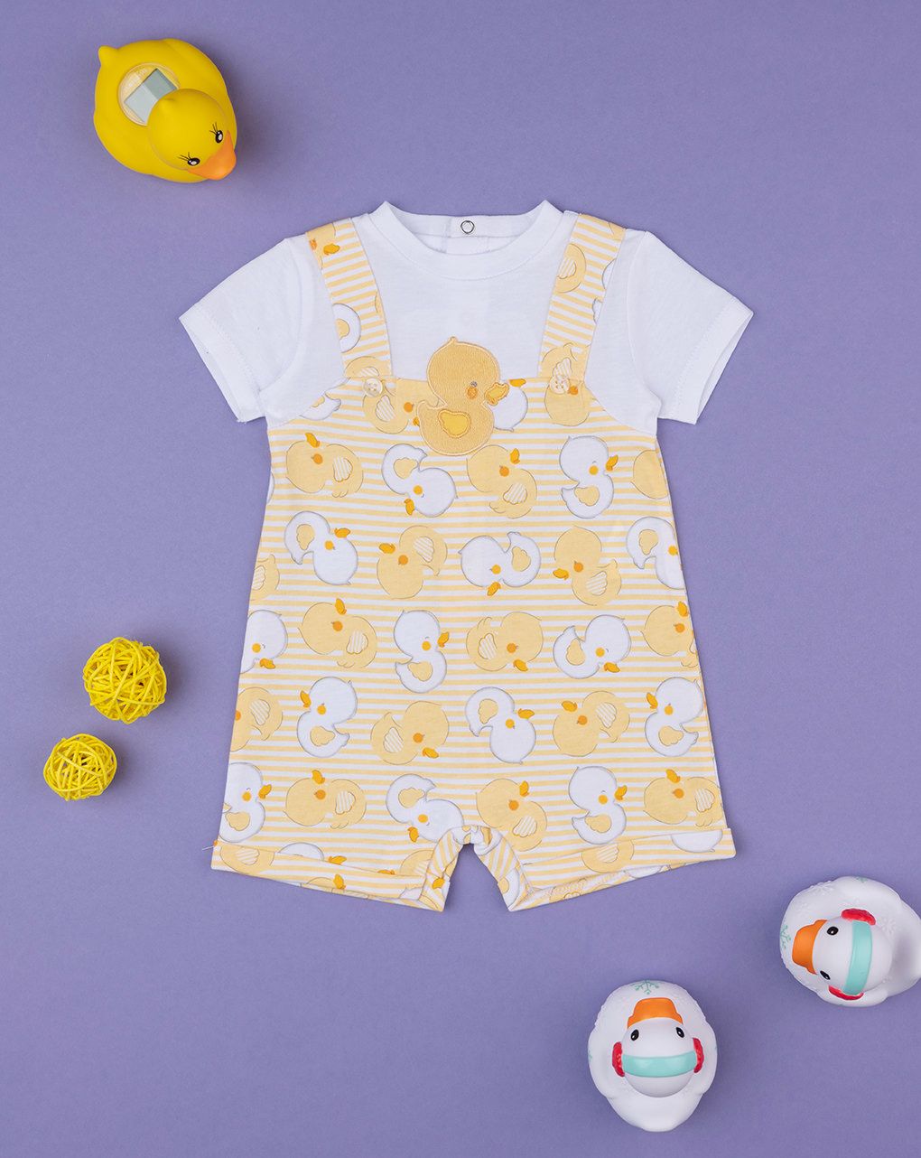 βρεφικό φορμάκι δίχρωμο με παπάκια για αγόρι - Prénatal