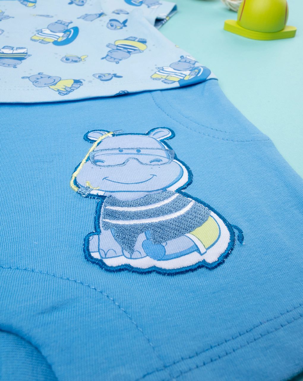 βρεφικό φορμάκι μπλε με ιπποπόταμο για αγόρι - Prénatal