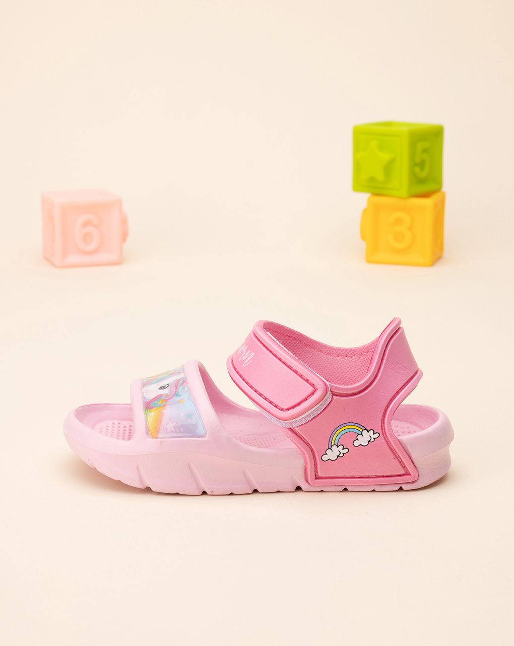 σανδάλια ροζ με μονόκερο για κορίτσι