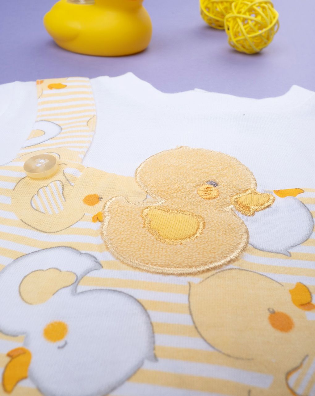 βρεφικό φορμάκι δίχρωμο με παπάκια για αγόρι - Prénatal