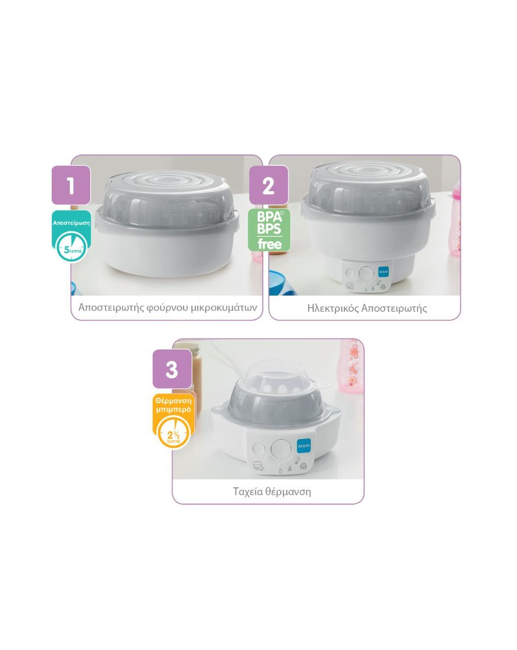 ηλεκτρικός αποστειρωτής & θερμαντήρας μπιμπερό (6 σε 1) - Mam
