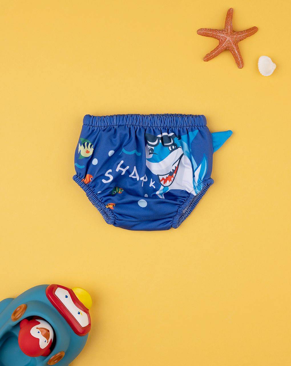 βρεφικό μαγιό πάνα μπλε με καρχαρία για αγόρι
