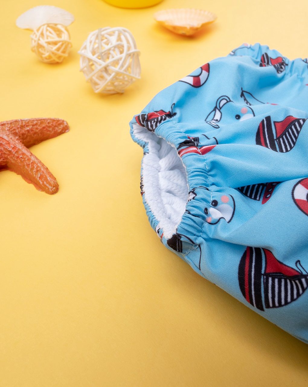 βρεφικό μαγιό πάνα γαλάζιο με καραβάκια για αγόρι - Prénatal