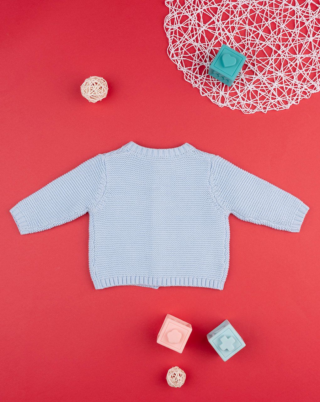 βρεφική ζακέτα πλεκτή γαλάζια για αγόρι - Prénatal