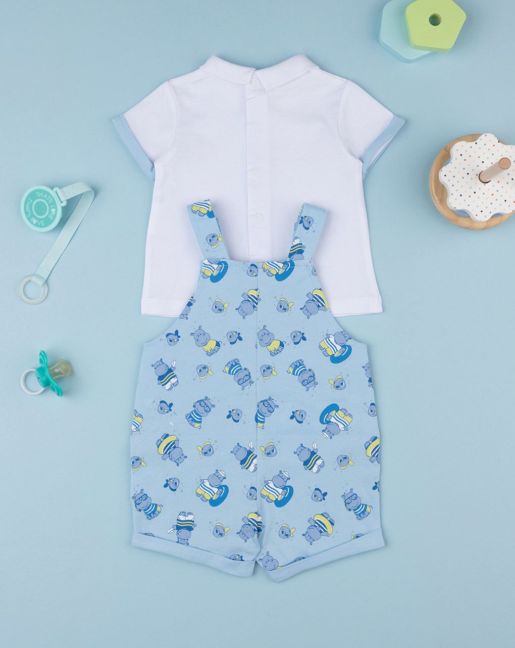 βρεφικό σετ t-shirt και σαλοπέτα με ιπποπόταμους για αγόρι - Prénatal