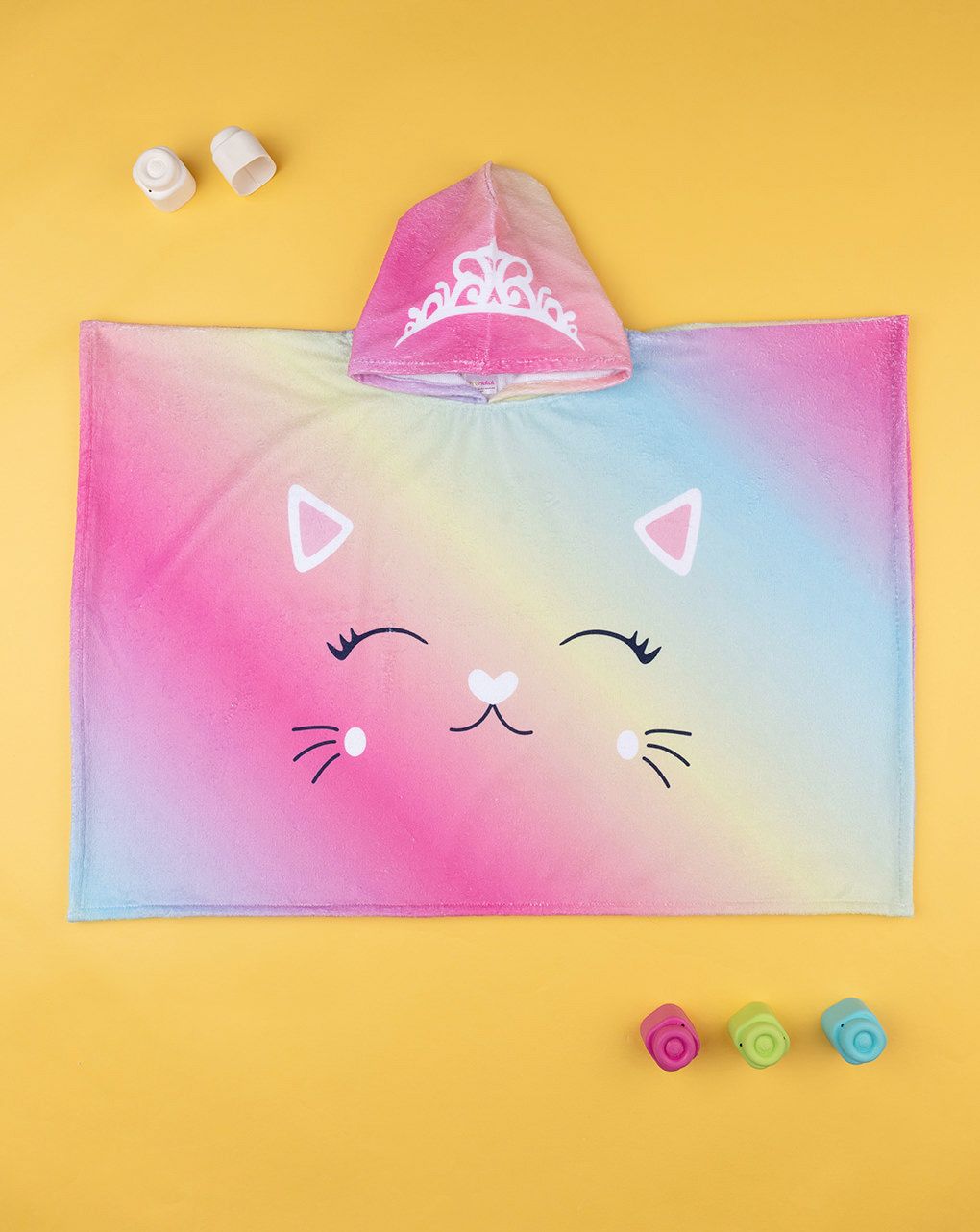 παιδικό πόντσο θαλάσσης ντεγκρατέ με γατάκι για κορίτσι - Prénatal