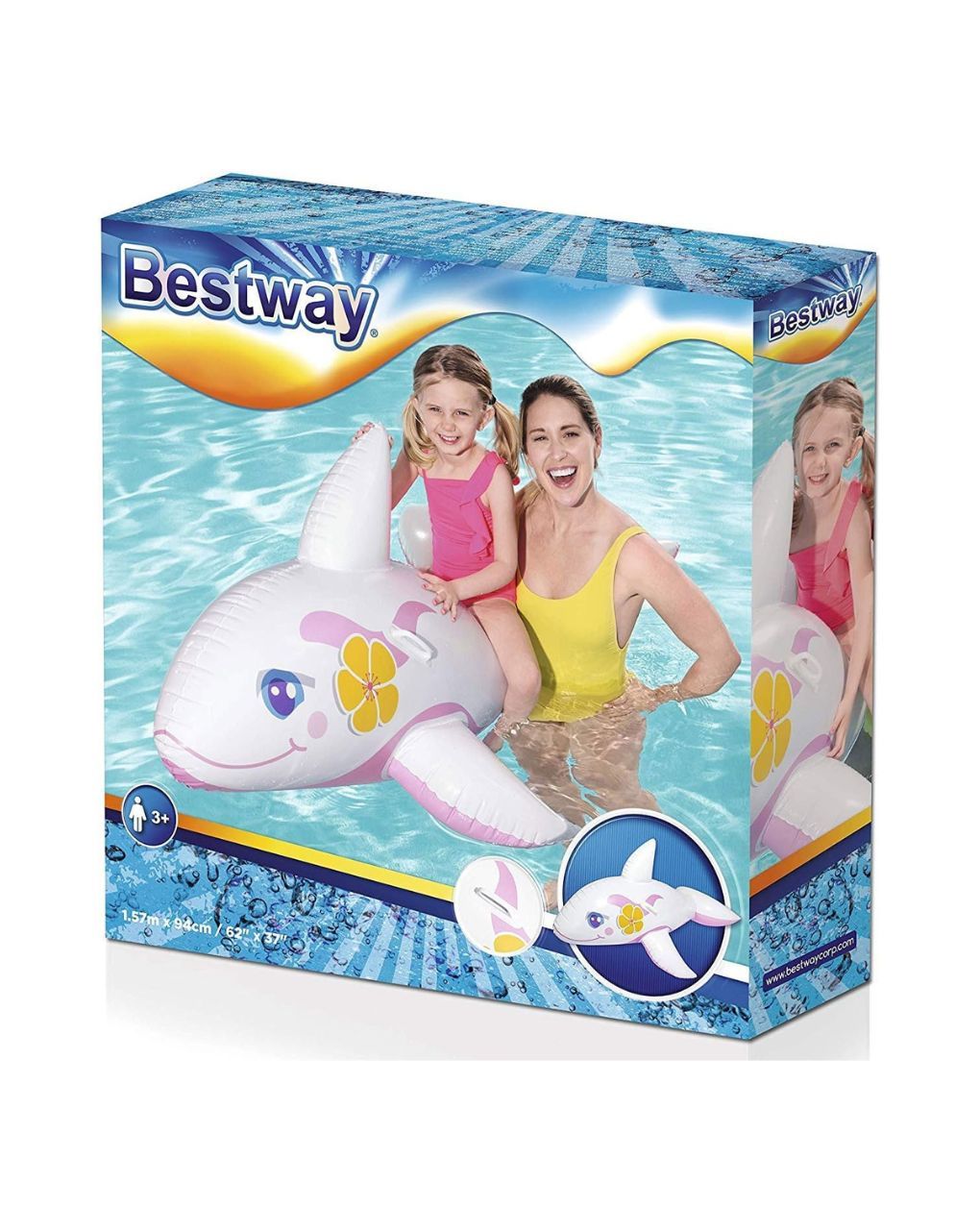 Bestway φουσκωτή φάλαινα ride-on με λαβές 157x94εκ - Bestway