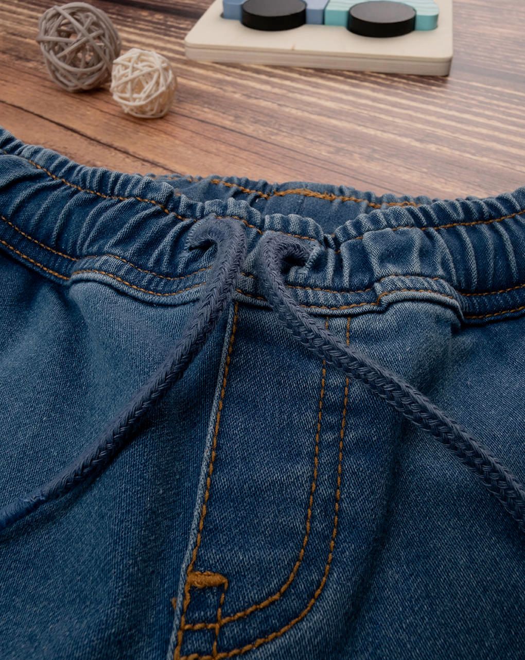 παιδικό τζιν παντελόνι με λάστιχο μπλε ανοιχτό για αγόρι - Prénatal