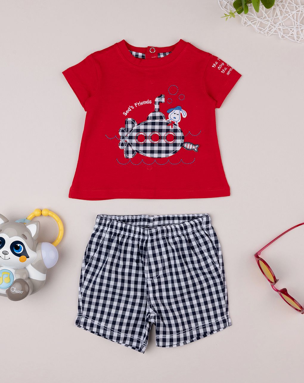 σετ t-shirt και σορτς καρό για αγόρι
