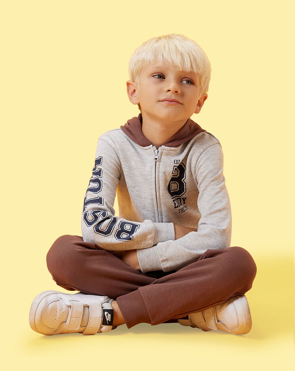 παιδική ζακέτα γκρι/καφέ enjoy για αγόρι