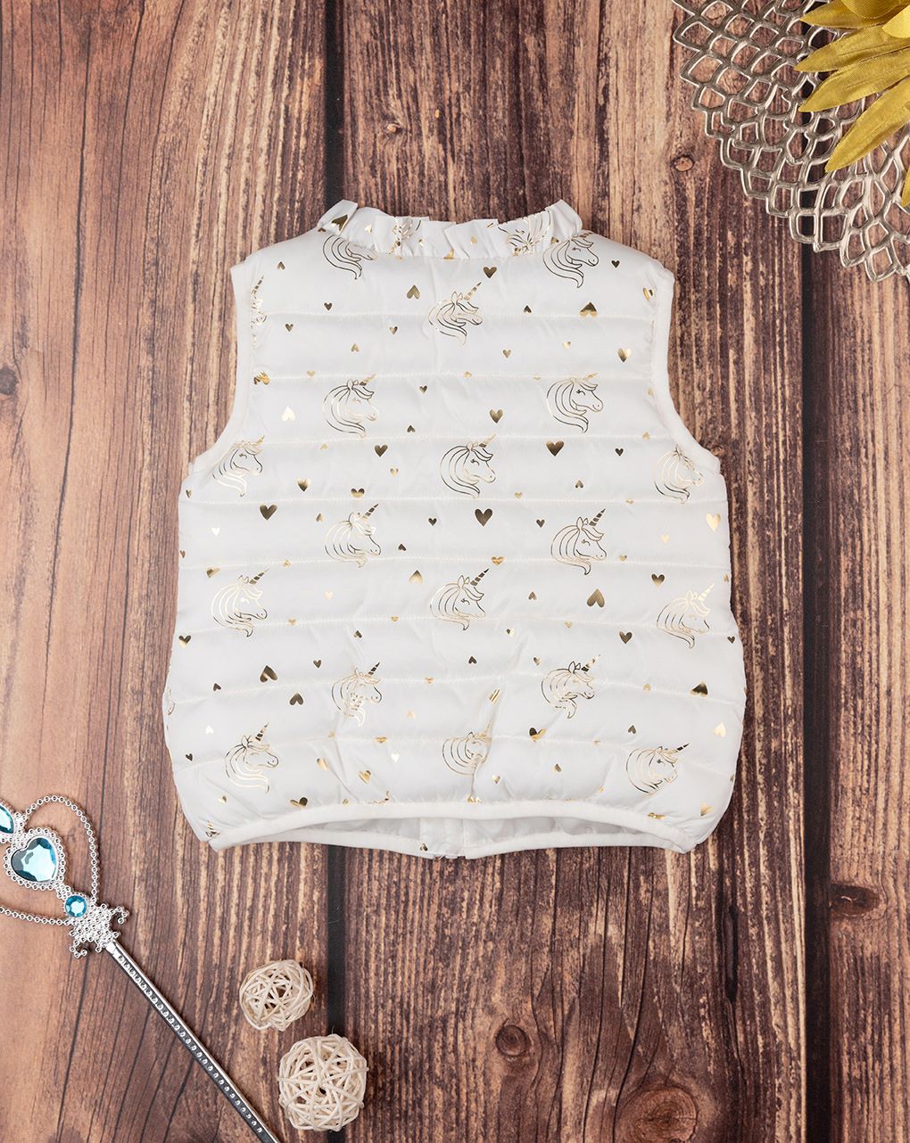 βρεφικό αμάνικο μπουφάν κρεμ με μονόκερους για κορίτσι - Prénatal
