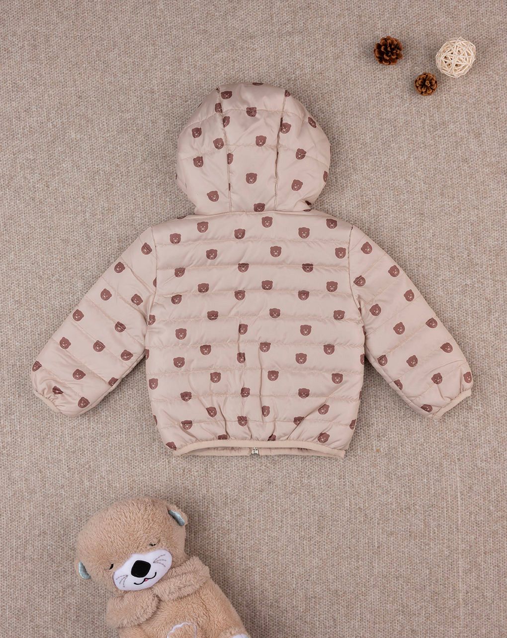 βρεφικό μπουφάν φουσκωτό μπεζ teddy για αγόρι - Prénatal