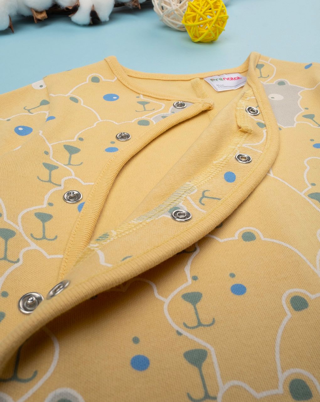 βρεφικό φορμάκι κίτρινο με αρκουδάκια για αγόρι - Prénatal