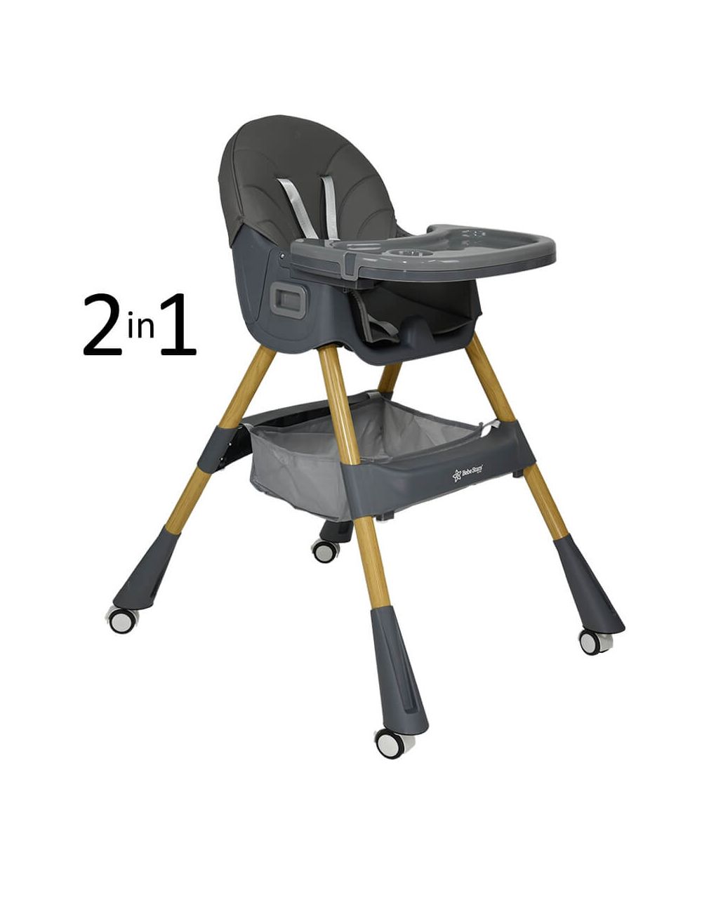 Bebe stars καρέκλα φαγητού meal 2 in 1 grey 899-186 - Bebe Stars