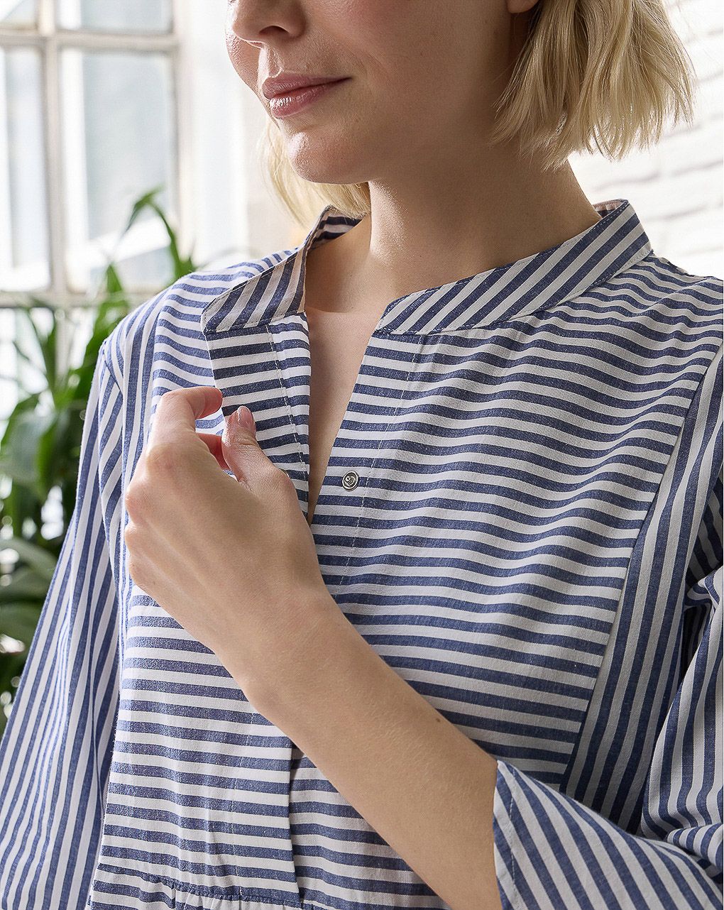 γυναικείο φόρεμα εγκυμοσύνης/θηλασμού ριγέ λευκό/μπλε - Prénatal