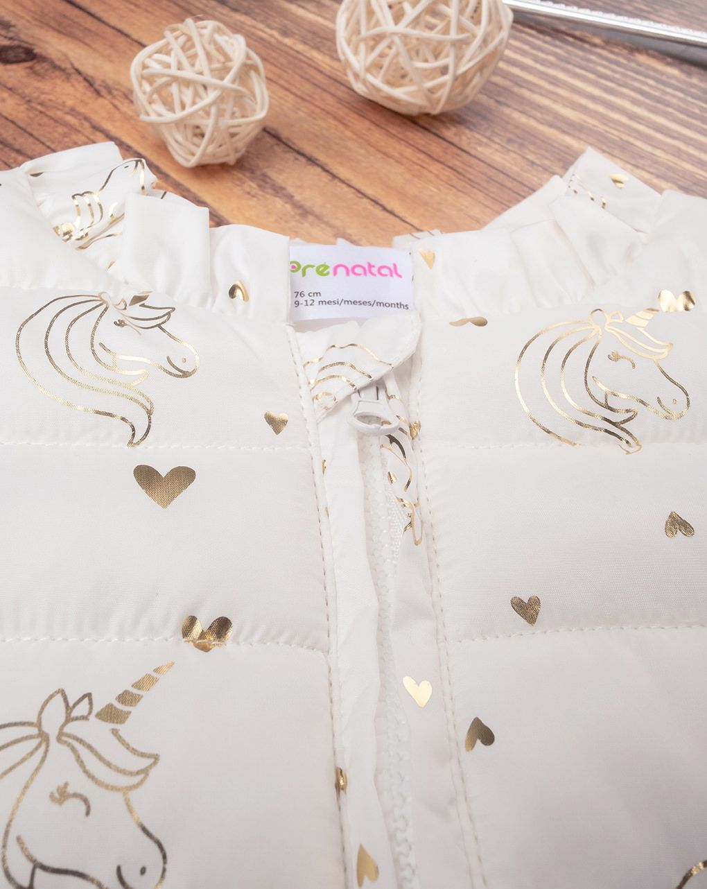 βρεφικό αμάνικο μπουφάν κρεμ με μονόκερους για κορίτσι - Prénatal