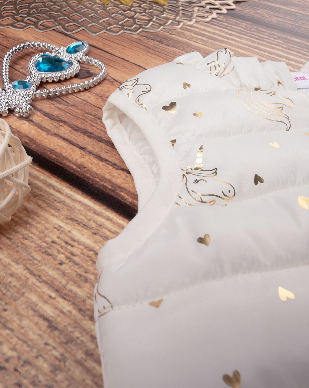 βρεφικό αμάνικο μπουφάν κρεμ με μονόκερους για κορίτσι - Prénatal