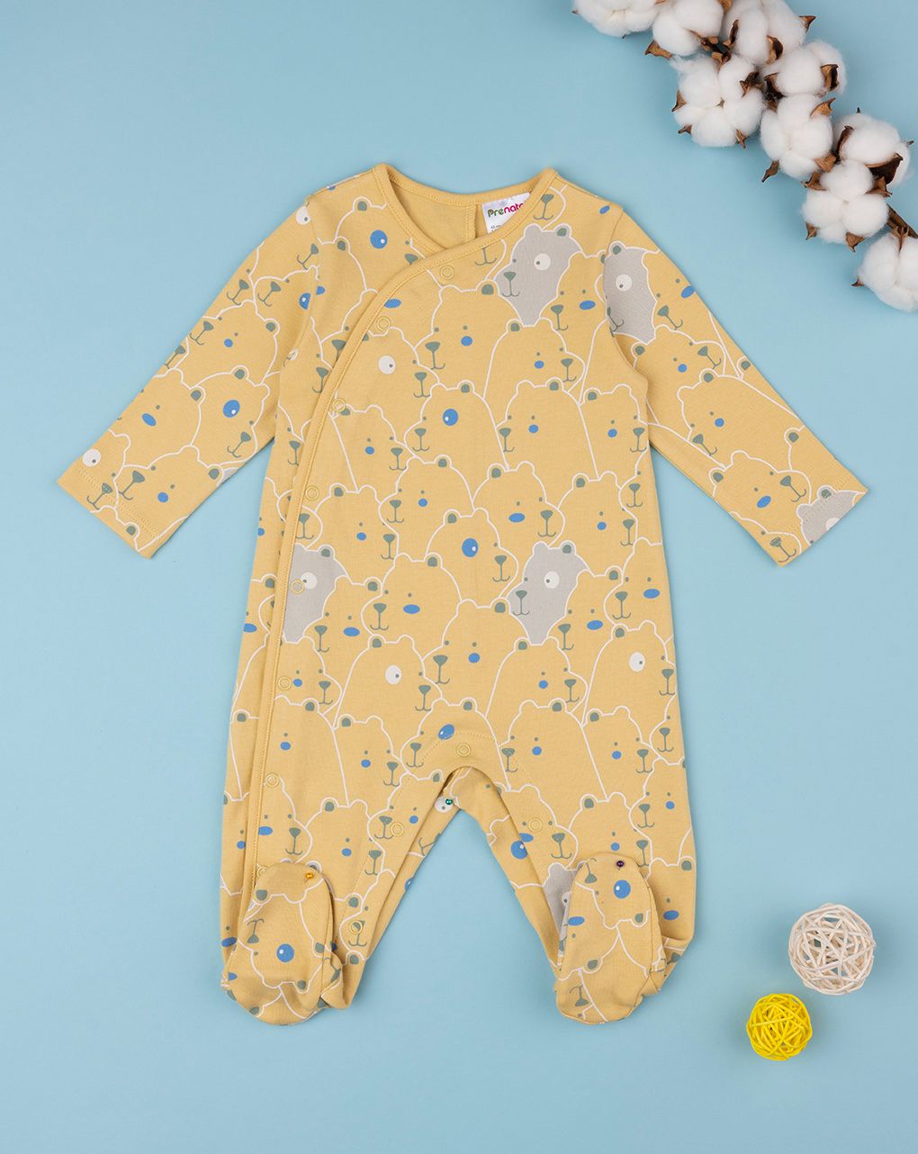 βρεφικό φορμάκι κίτρινο με αρκουδάκια για αγόρι - Prénatal