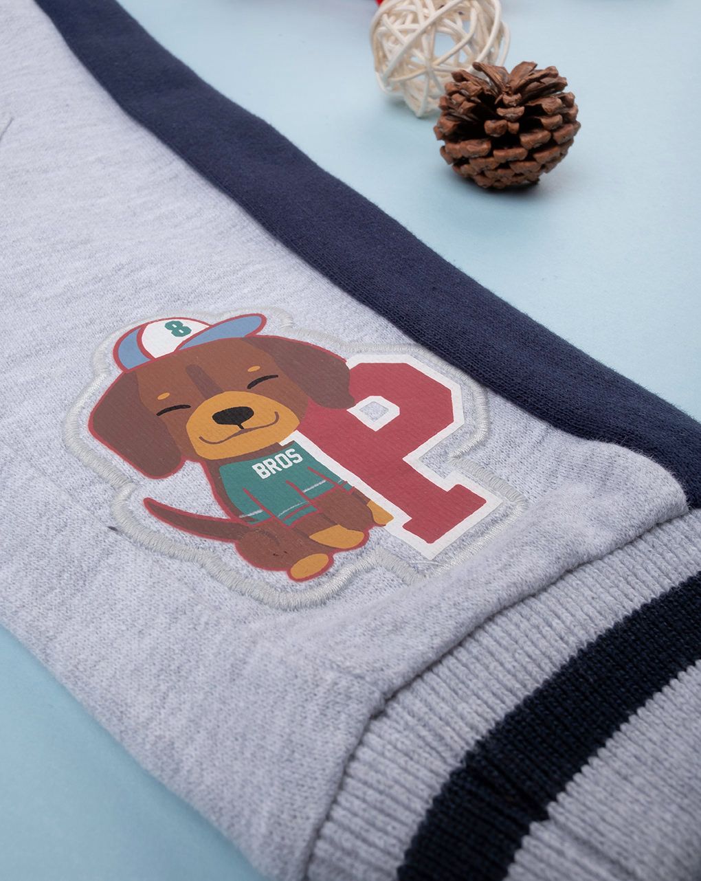 βρεφικό παντελόνι φόρμας γκρι με αρκουδάκι για αγόρι - Prénatal