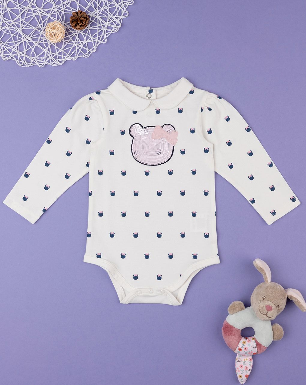 βρεφικό κορμάκι λευκό teddy για κορίτσι - Prénatal