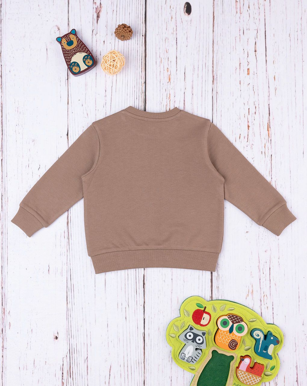 βρεφική μπλούζα φούτερ καφέ hawkins για αγόρι - Prénatal