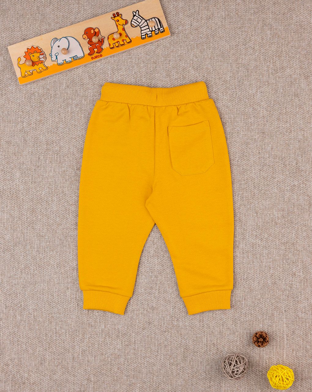 βρεφικό παντελόνι φόρμας κίτρινο french terry για αγόρι - Prénatal