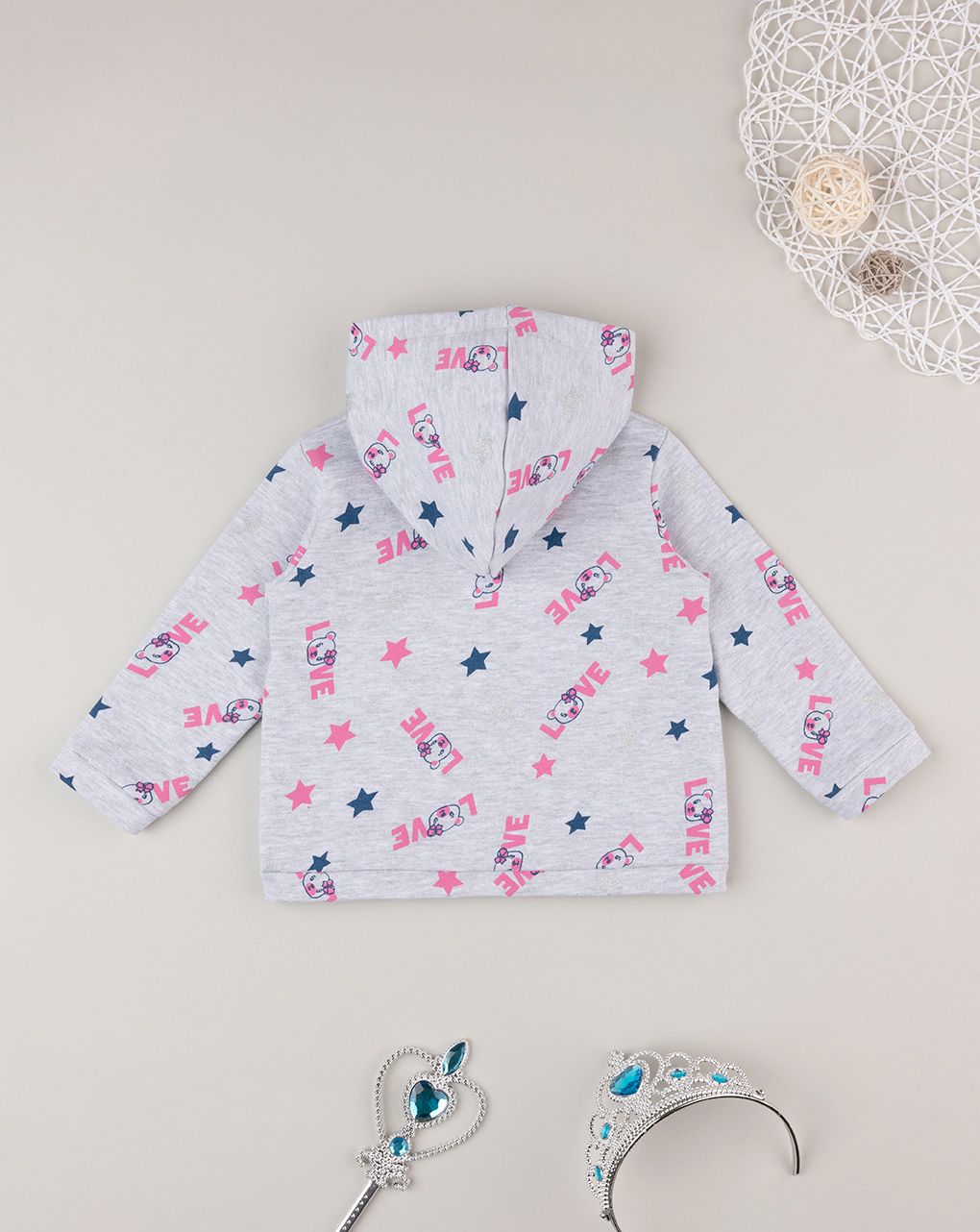 βρεφική ζακέτα φούτερ γκρι love για κορίτσι - Prénatal