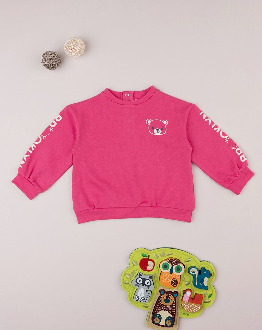 βρεφική μπλούζα φούτερ φούξια teddy για κορίτσι - Prénatal