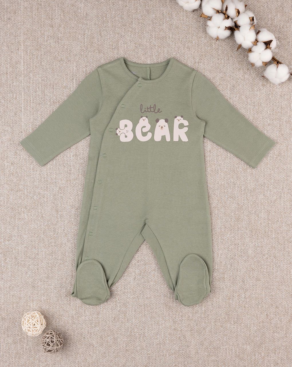 βρεφικό φορμάκι χακί little bear για αγόρι - Prénatal