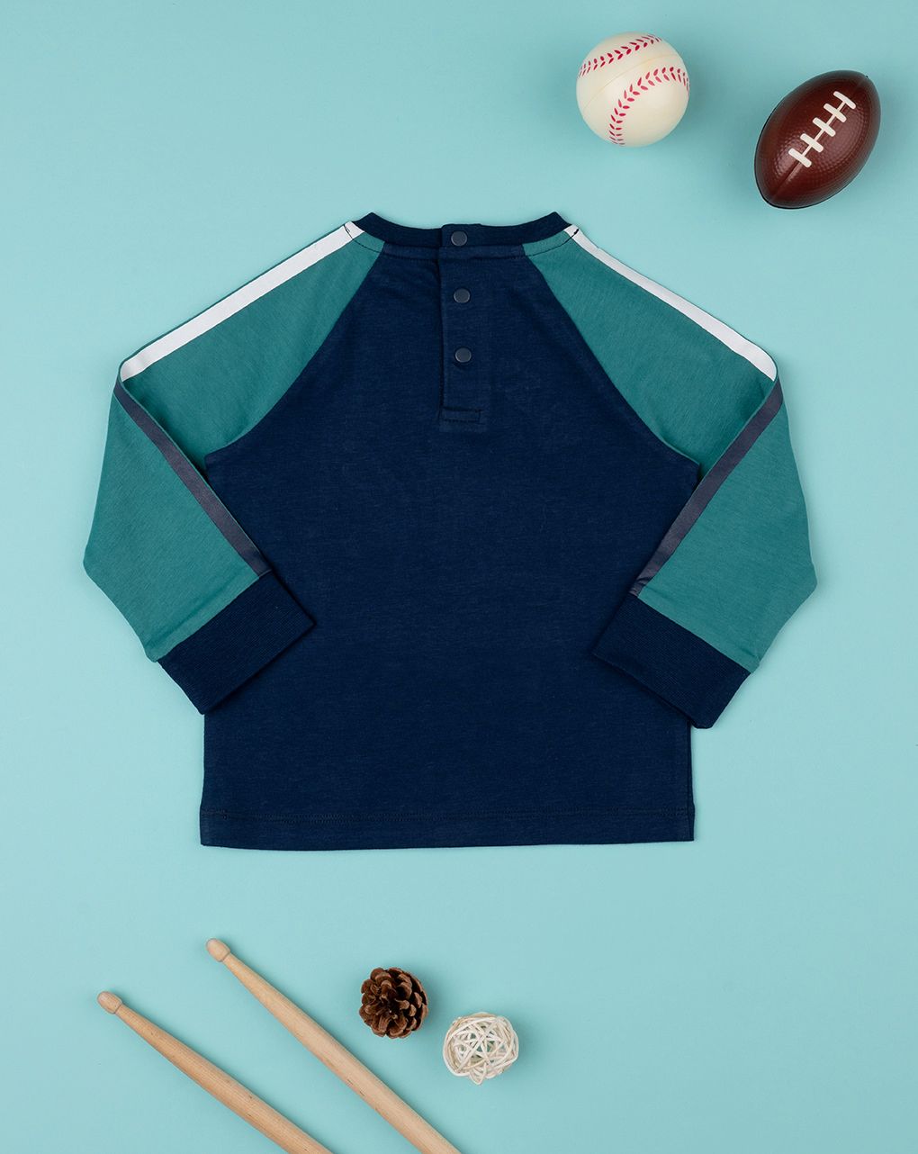 βρεφική μπλούζα μπλε let's play για αγόρι - Prénatal