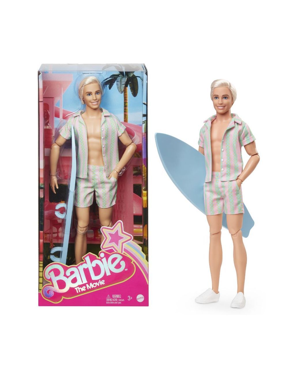 Barbie the movie κούκλα ken pastel striped beach matching set hpj97 - Barbie