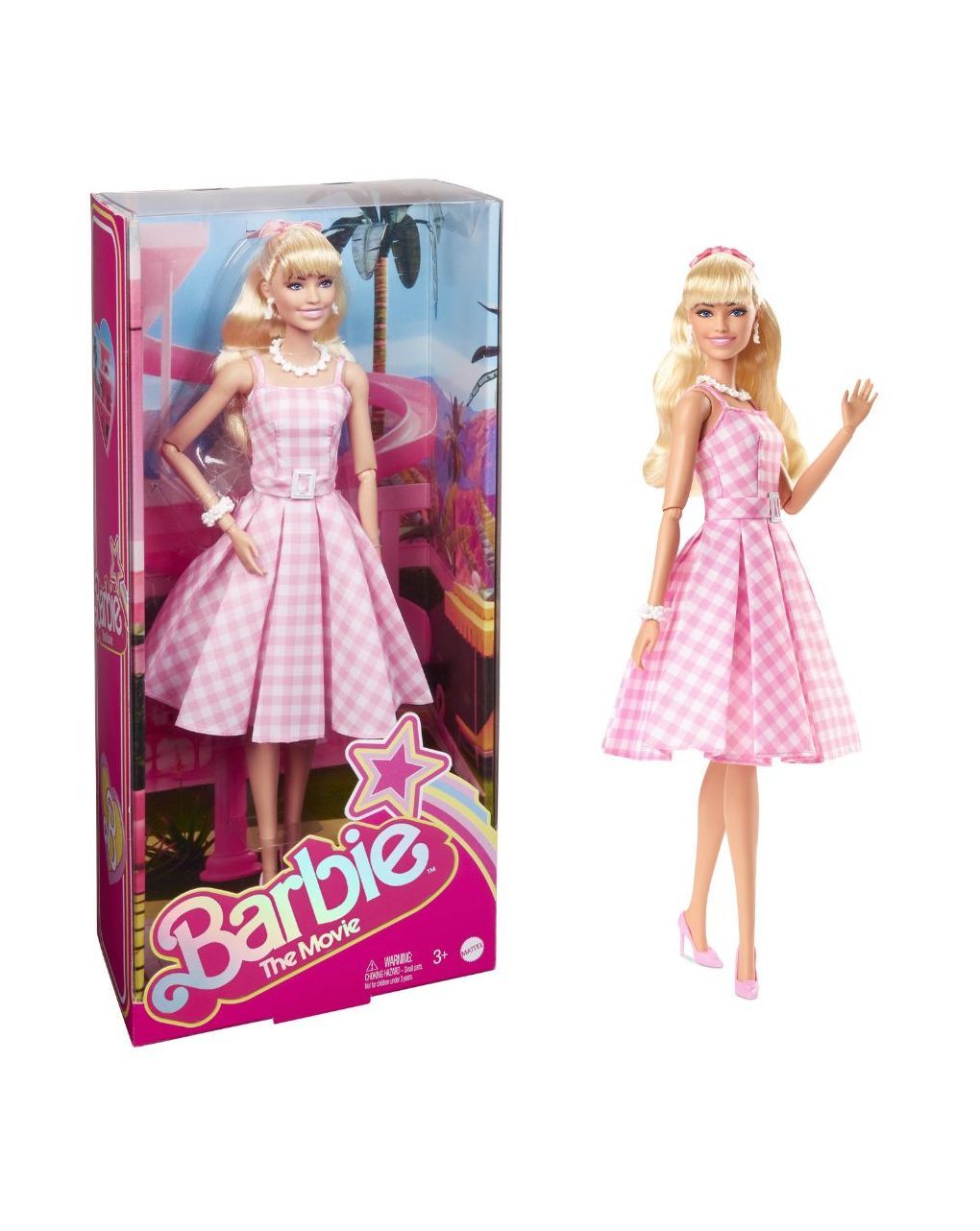 Barbie the movie κούκλα barbie pink gingham dress hpj96