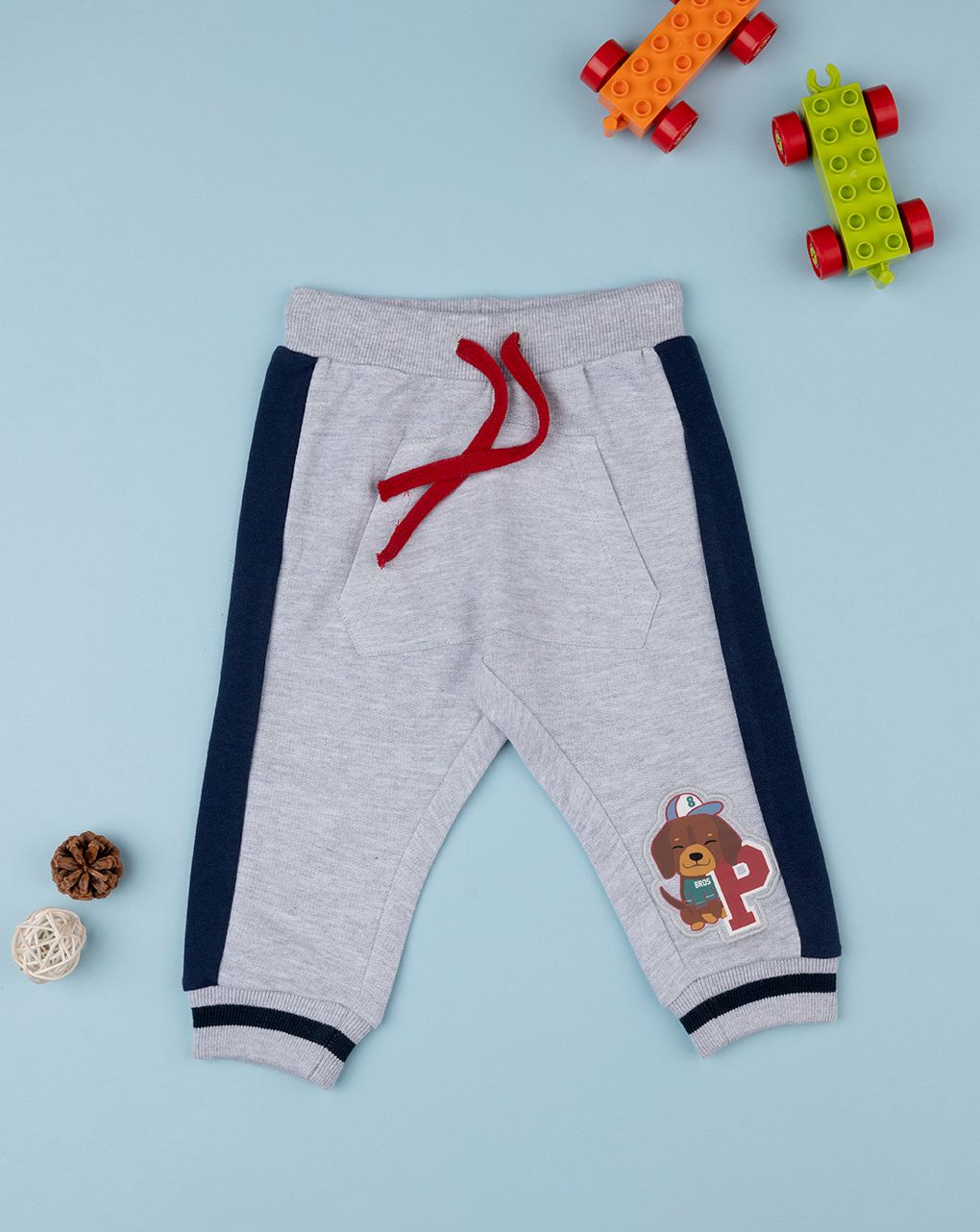 βρεφικό παντελόνι φόρμας γκρι με αρκουδάκι για αγόρι - Prénatal