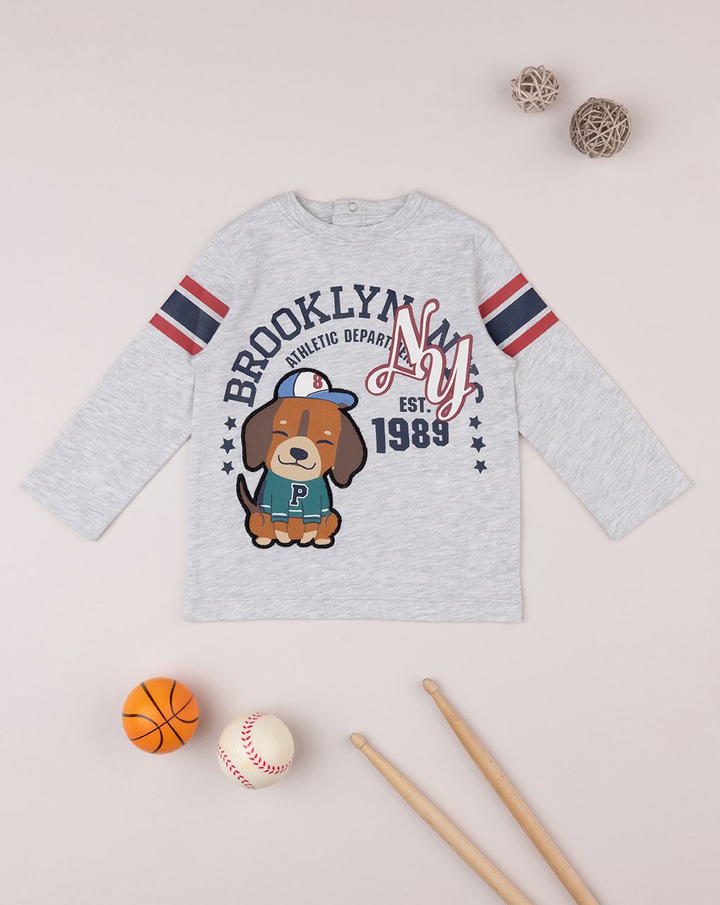 βρεφική μπλούζα γκρι brooklyn για αγόρι