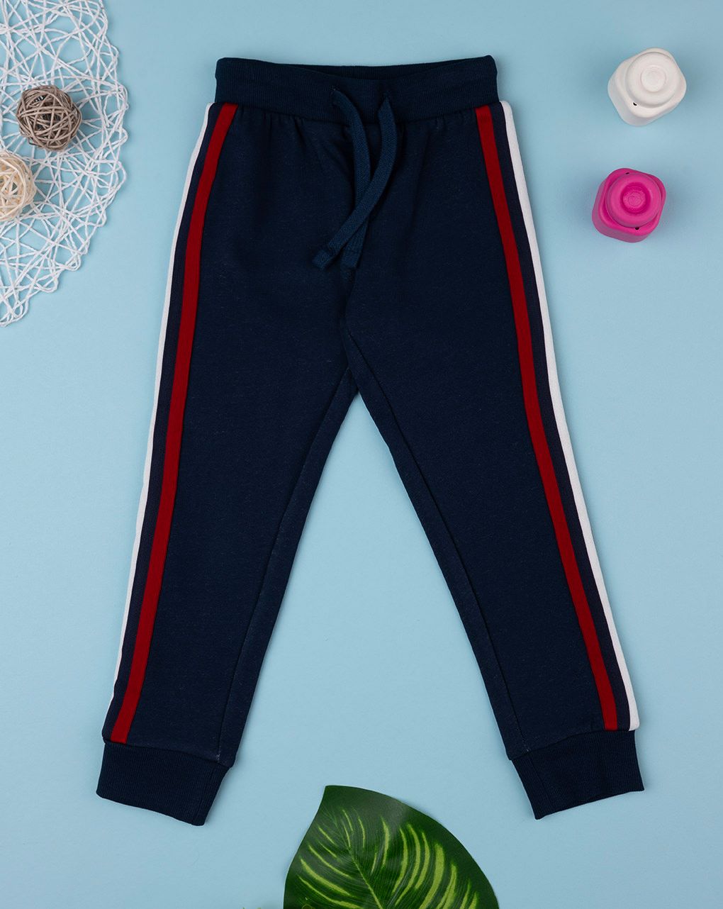 παιδικό παντελόνι φόρμας μπλε με ένθετα για αγόρι