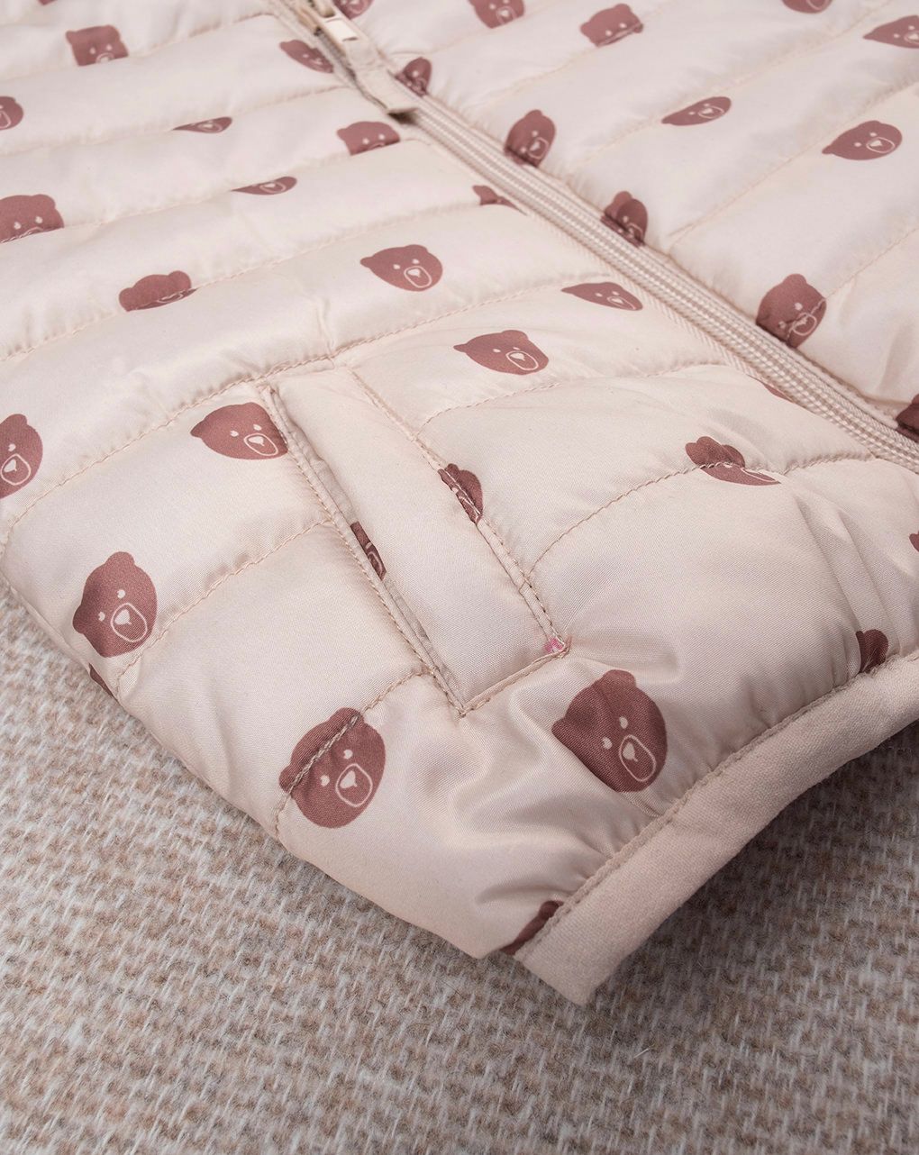 βρεφικό μπουφάν φουσκωτό μπεζ teddy για αγόρι - Prénatal