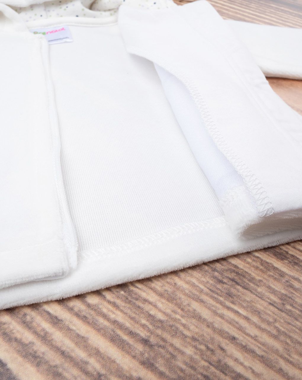 βρεφικό ζακετάκι σενίλ λευκό με αρκουδάκι για κορίτσι - Prénatal