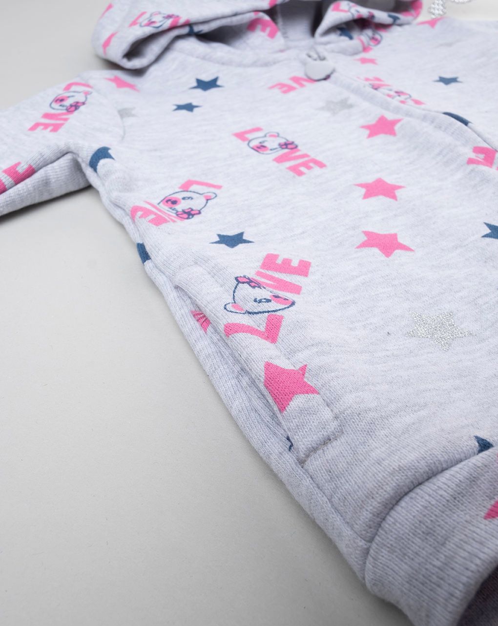 βρεφική ζακέτα φούτερ γκρι love για κορίτσι - Prénatal