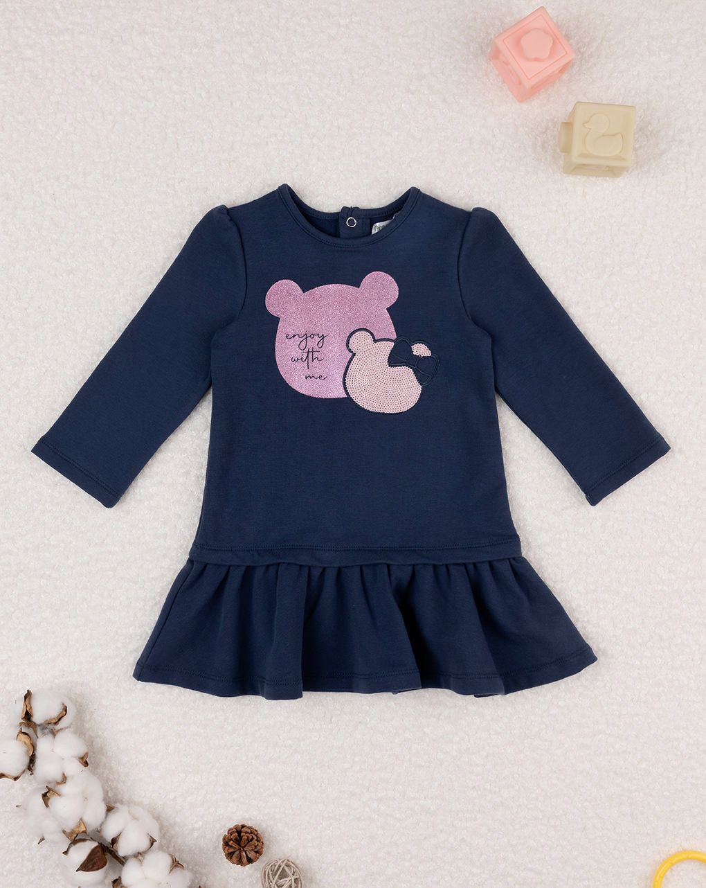 βρεφικό φόρεμα μπλε teddy για κορίτσι