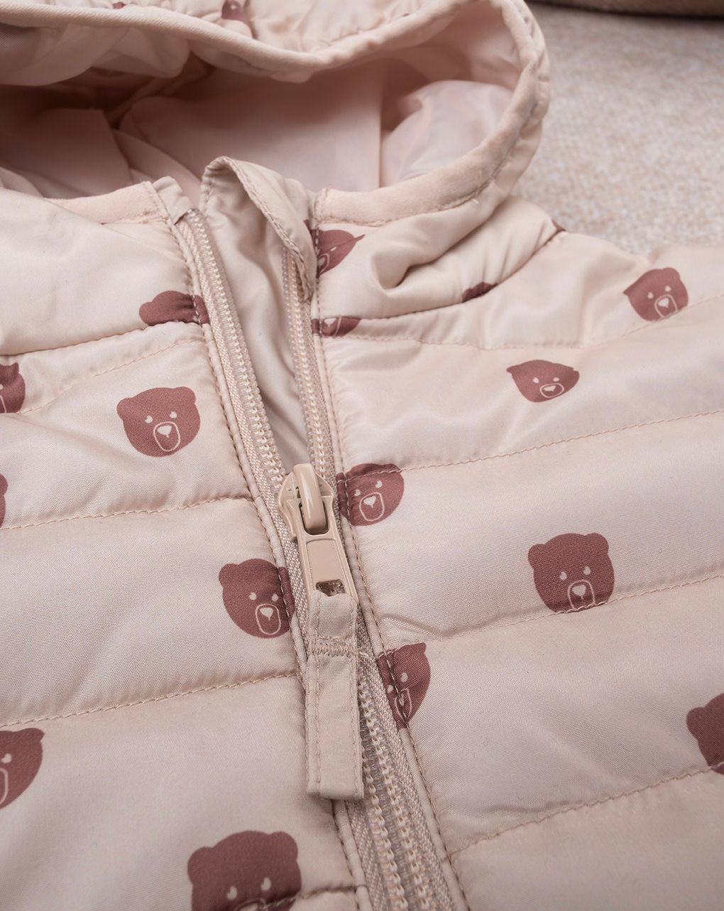 βρεφικό μπουφάν φουσκωτό μπεζ teddy για αγόρι - Prénatal