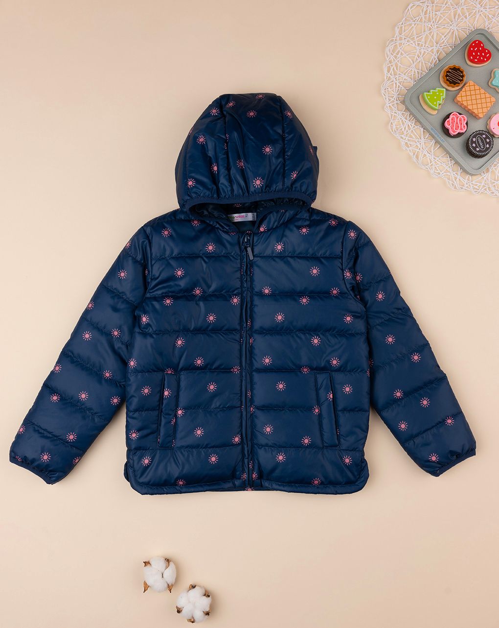 παιδικό μπουφάν φουσκωτό μπλε με ήλιους για κορίτσι - Prénatal