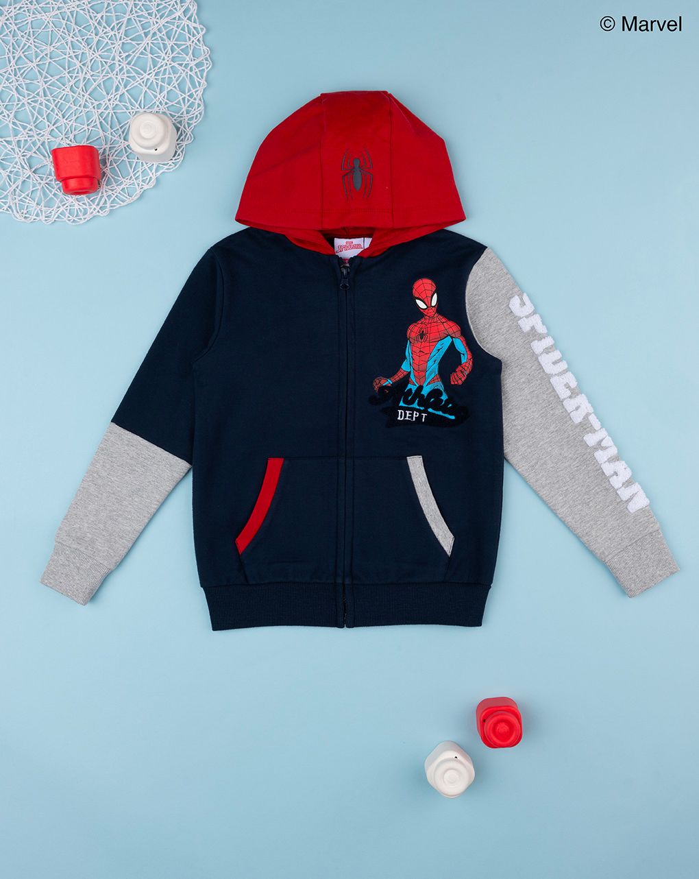 παιδική ζακέτα μπλε με το spiderman για αγόρι