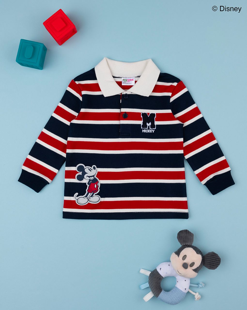 βρεφική μπλούζα πόλο ριγέ με το mickey για αγόρι - Prénatal