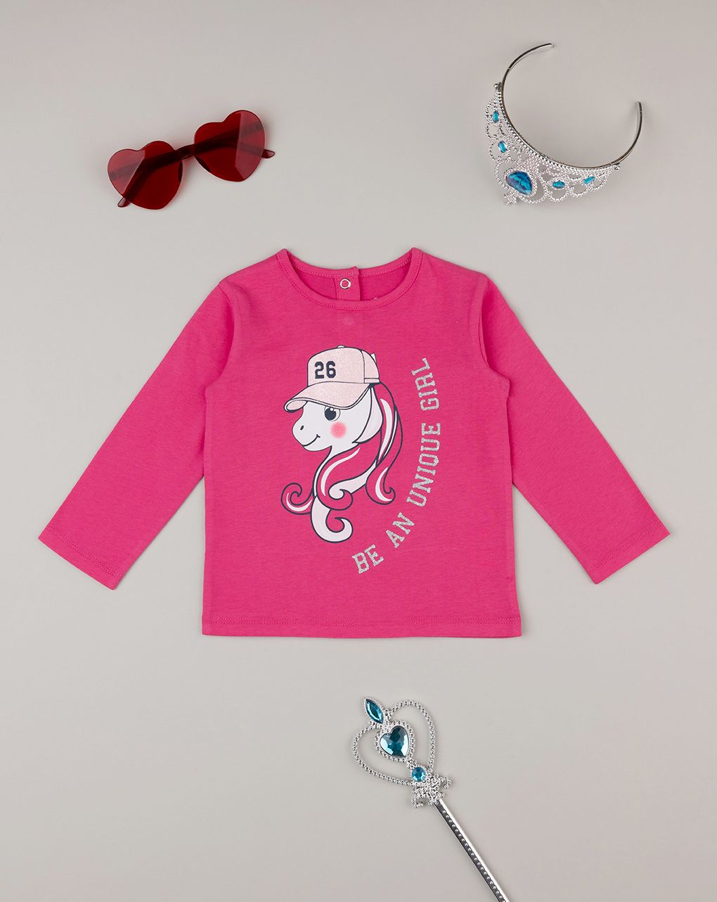 βρεφική μπλούζα φούξια με μονόκερο για κορίτσι - Prénatal