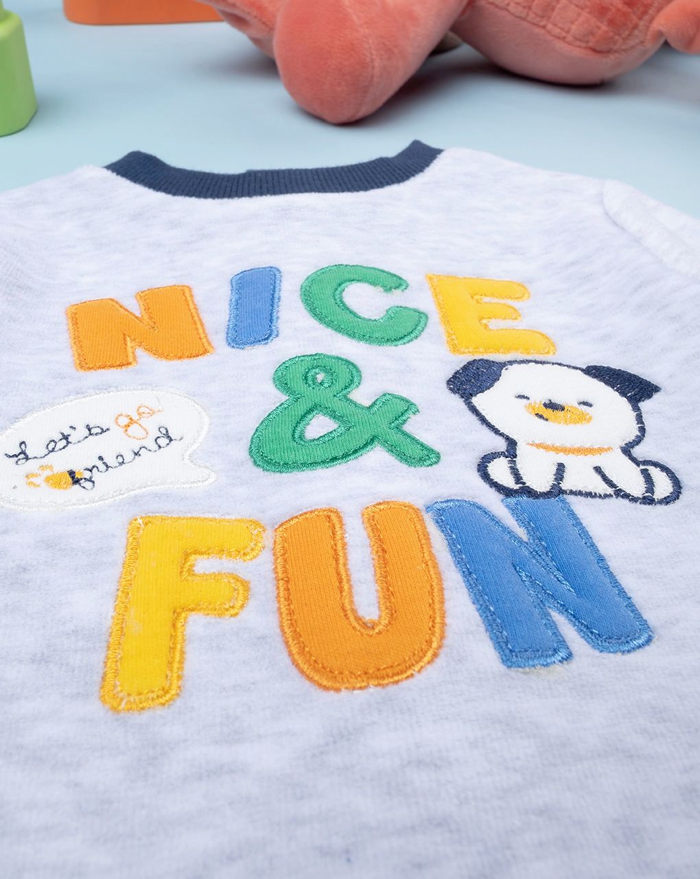 βρεφικό σετ σενίλ μπλούζα και γκέτα nice and fun για αγόρι - Prénatal