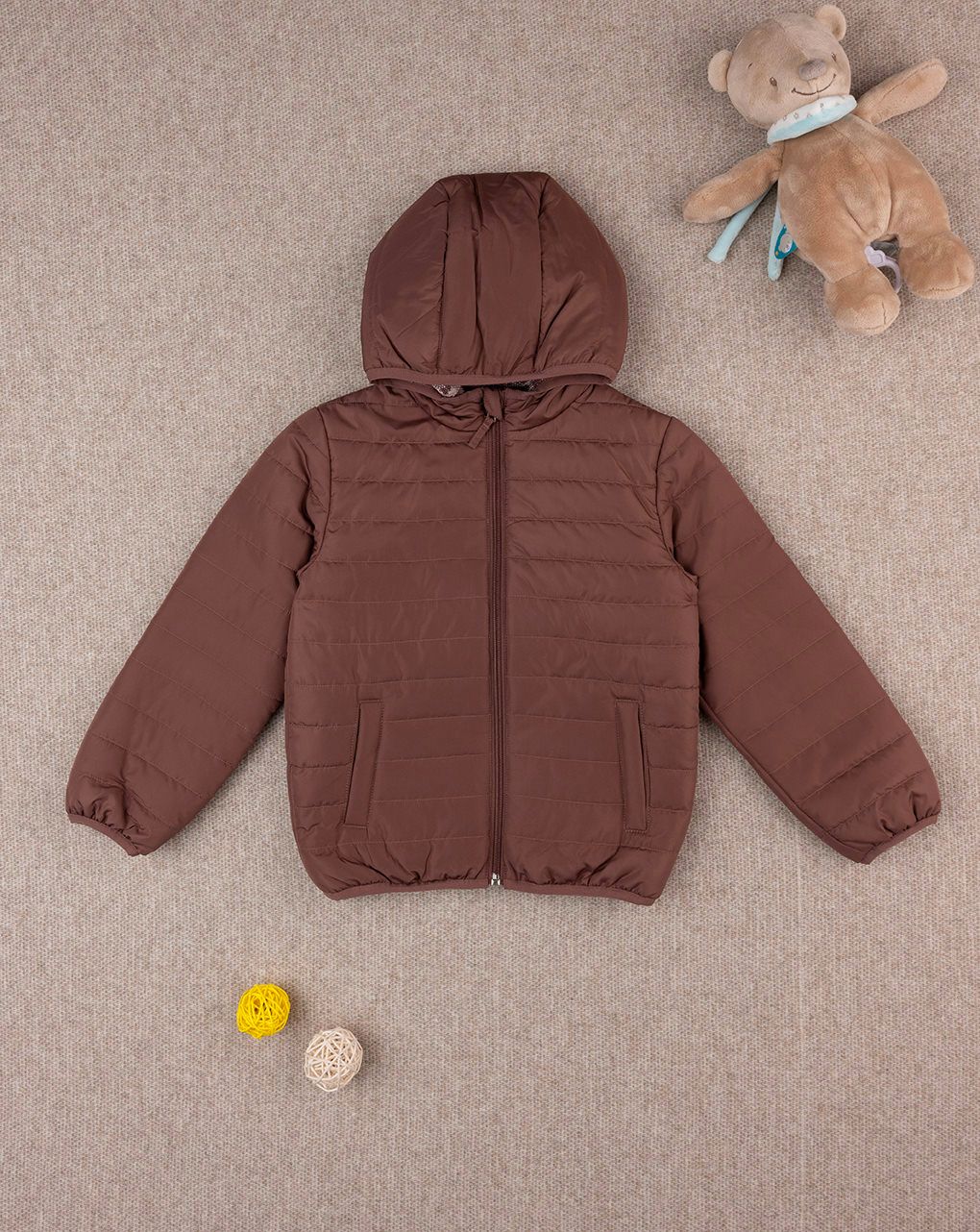 παιδικό μπουφάν φουσκωτό καφέ για αγόρι