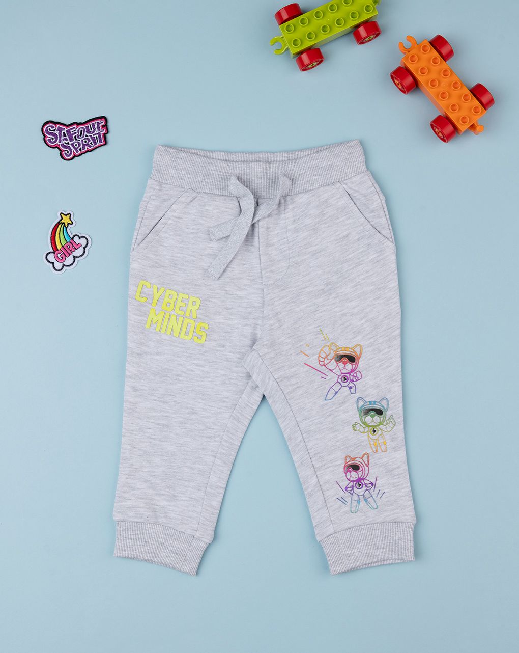 βρεφικό παντελόνι φόρμας γκρι με ρομποτάκια για αγόρι - Prénatal