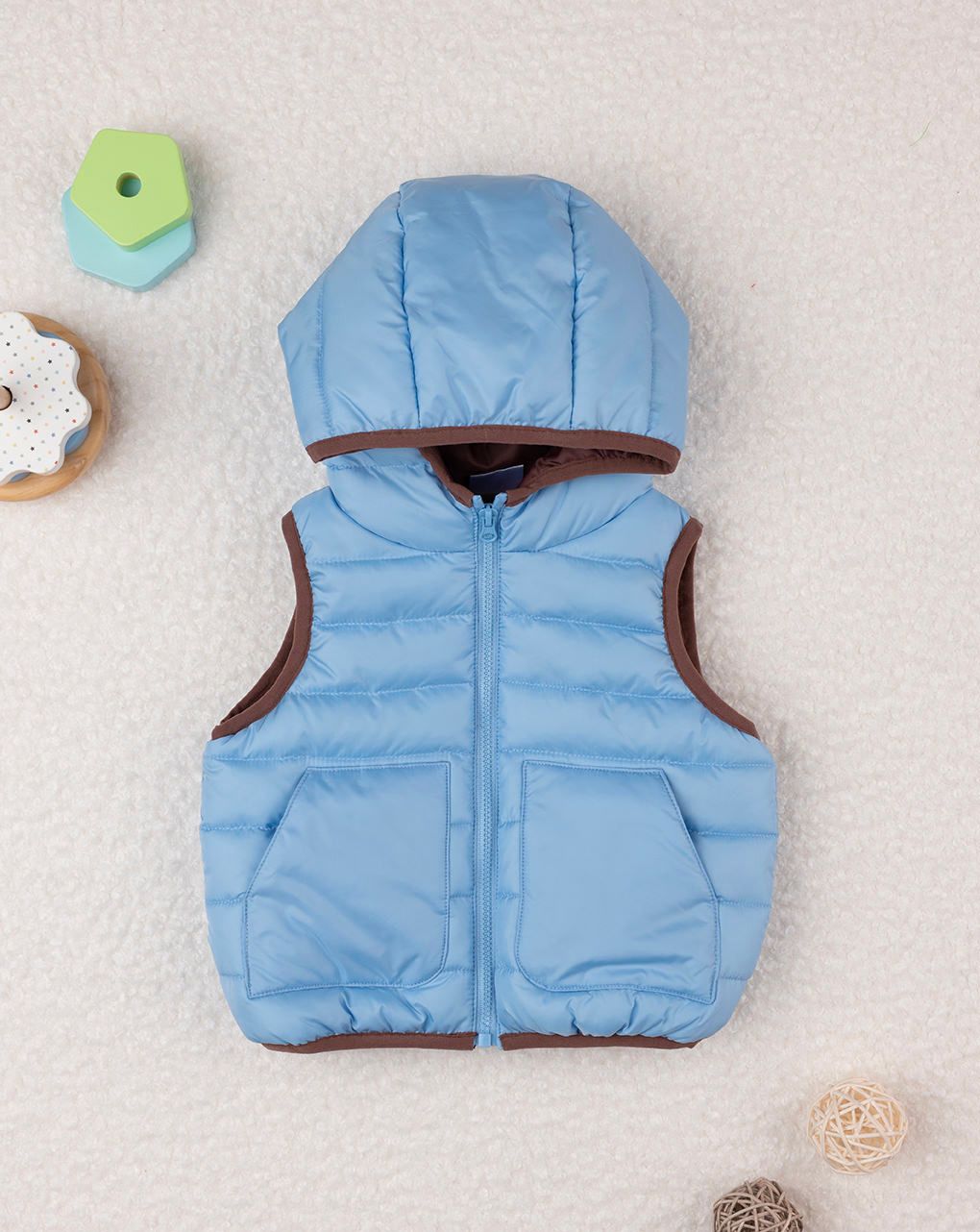 βρεφικό αμάνικο μπουφάν γαλάζιο για αγόρι - Prénatal