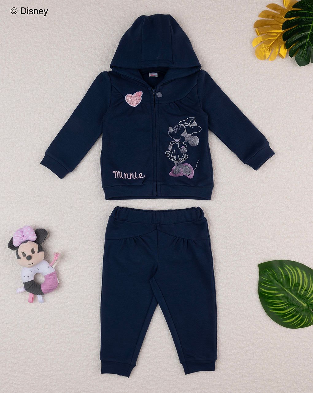 βρεφικό σετ ζακέτα και φόρμα με τη minnie για κορίτσι
